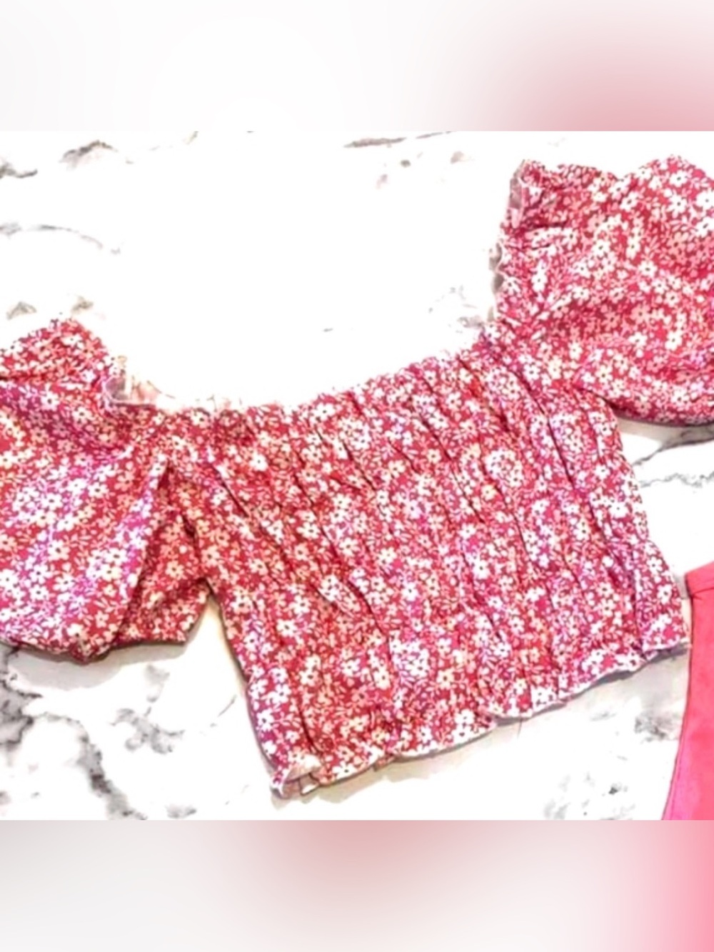 Vince Camuto Pink Floral Textured Top